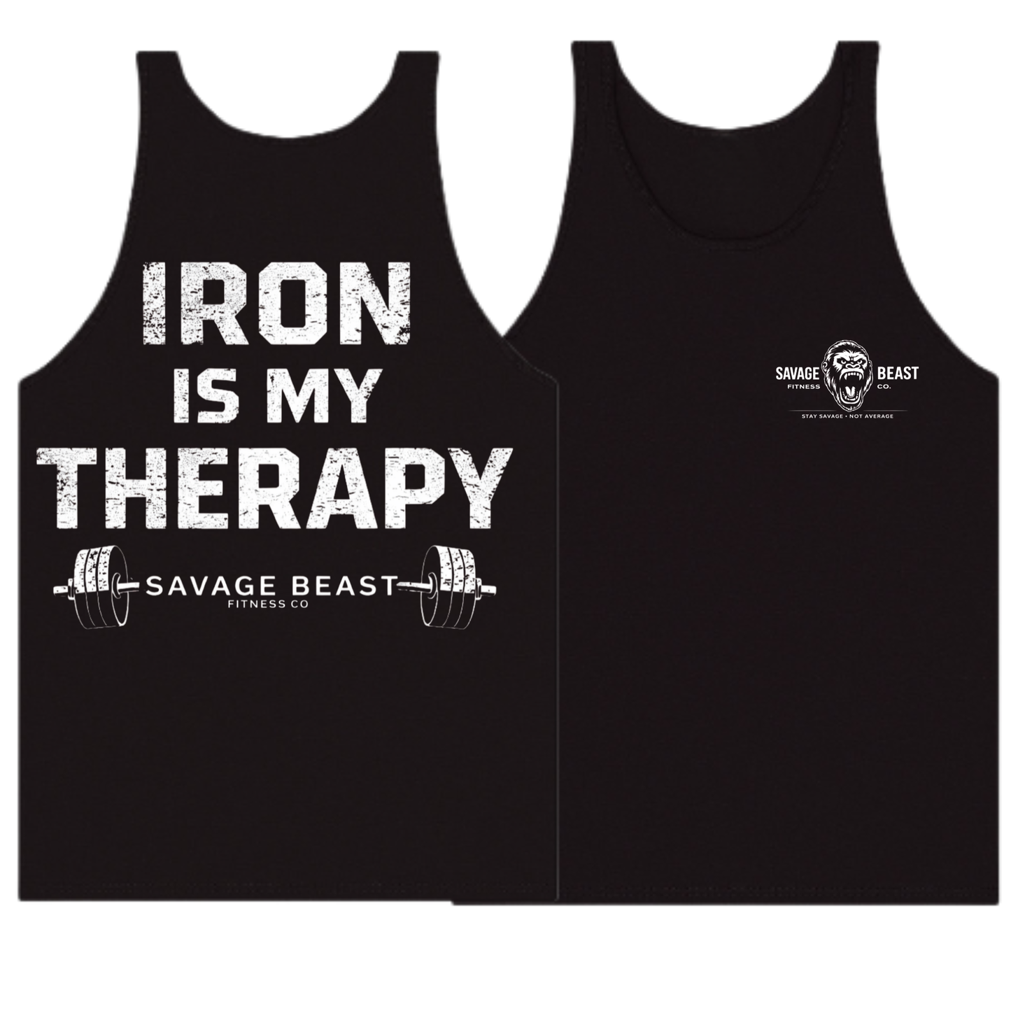 Men’s Gym Tank Top | Workout Tank – Iron Is My Therapy | Savage Beast (Memorial Day Sale)