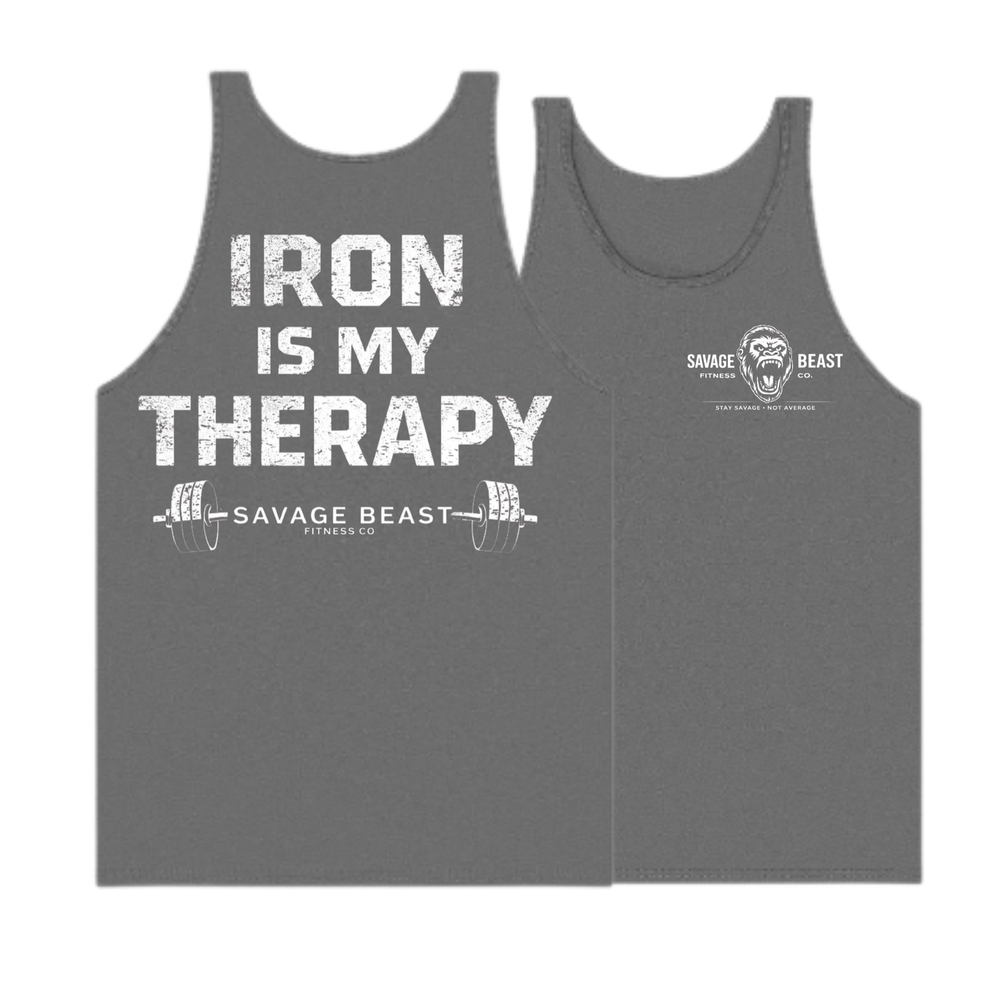 Men’s Gym Tank Top | Workout Tank – Iron Is My Therapy | Savage Beast (Memorial Day Sale)