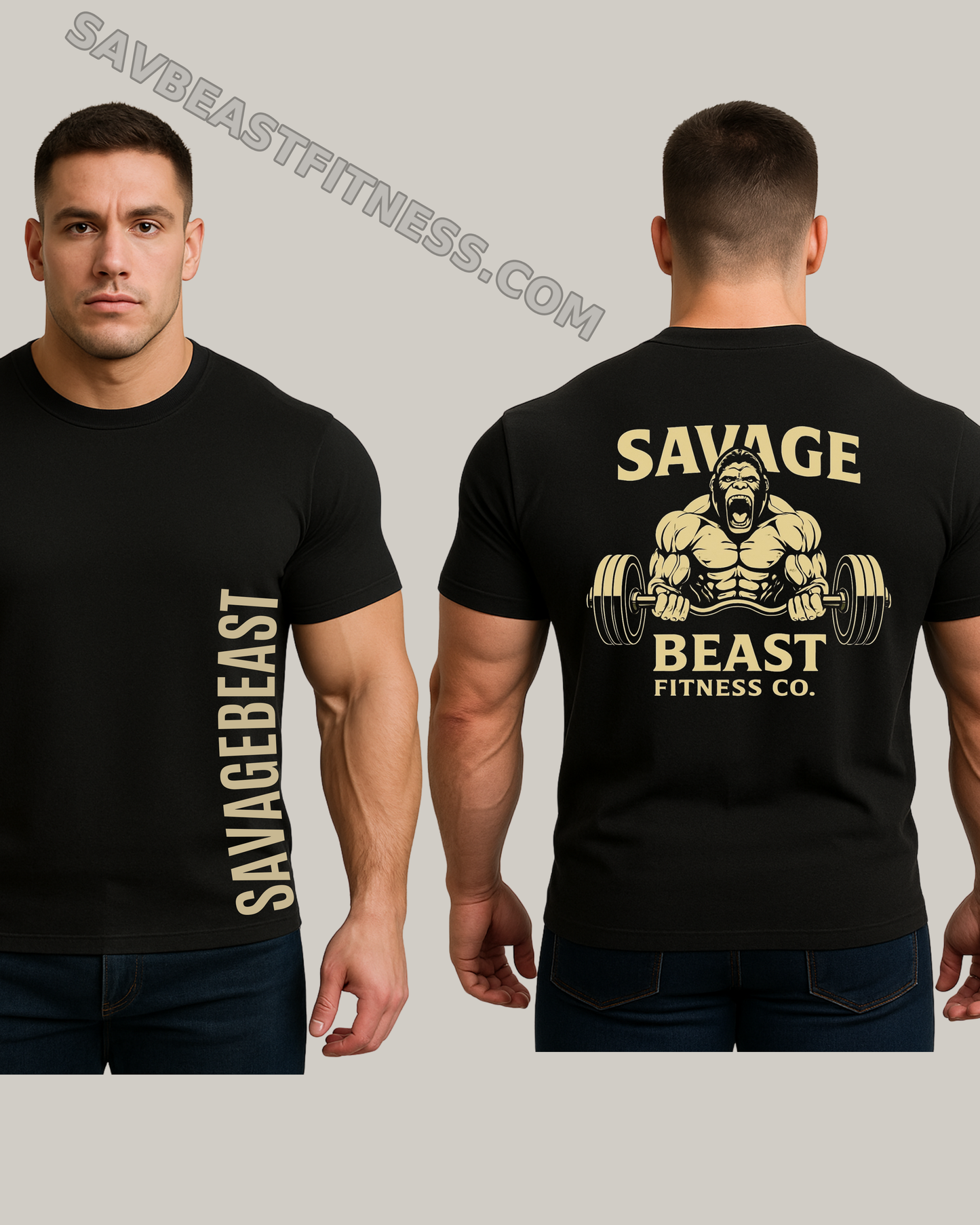 (Limited stock) Savage Beast Fitness Co. – OG. “Gorilla Grit” Tee (Front & Back Print) First Drop get them while they last