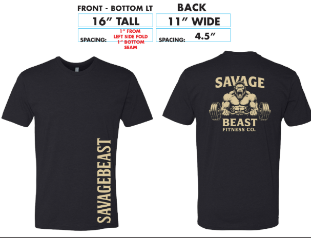 (Limited stock) Savage Beast Fitness Co. – OG. “Gorilla Grit” Tee (Front & Back Print) First Drop get them while they last