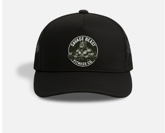 Savage Beast Fitness Co. Trucker Hat – Classic Black Mesh