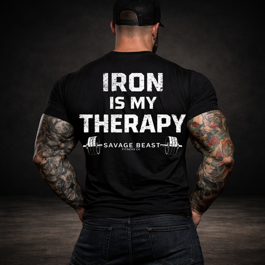 Men’s Gym T-Shirt – “Iron Is My Therapy” Workout Tee | Athletic Fit