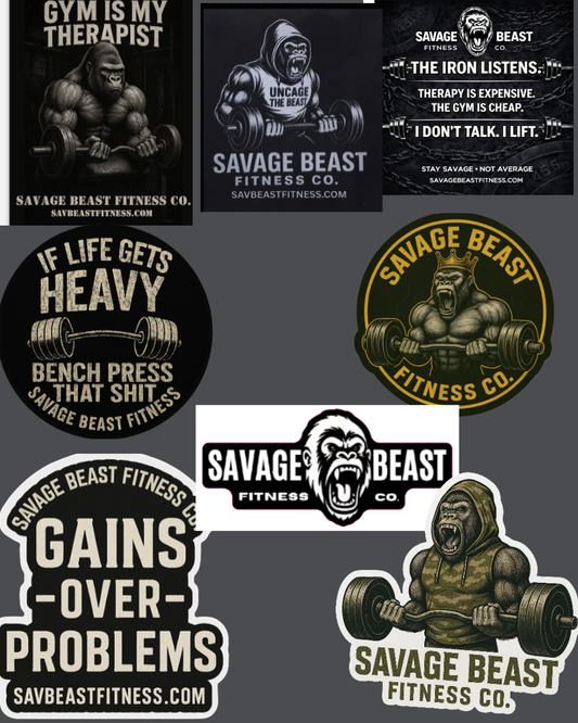 Gym Stickers Pack | Motivational Fitness Stickers – Savage Beast