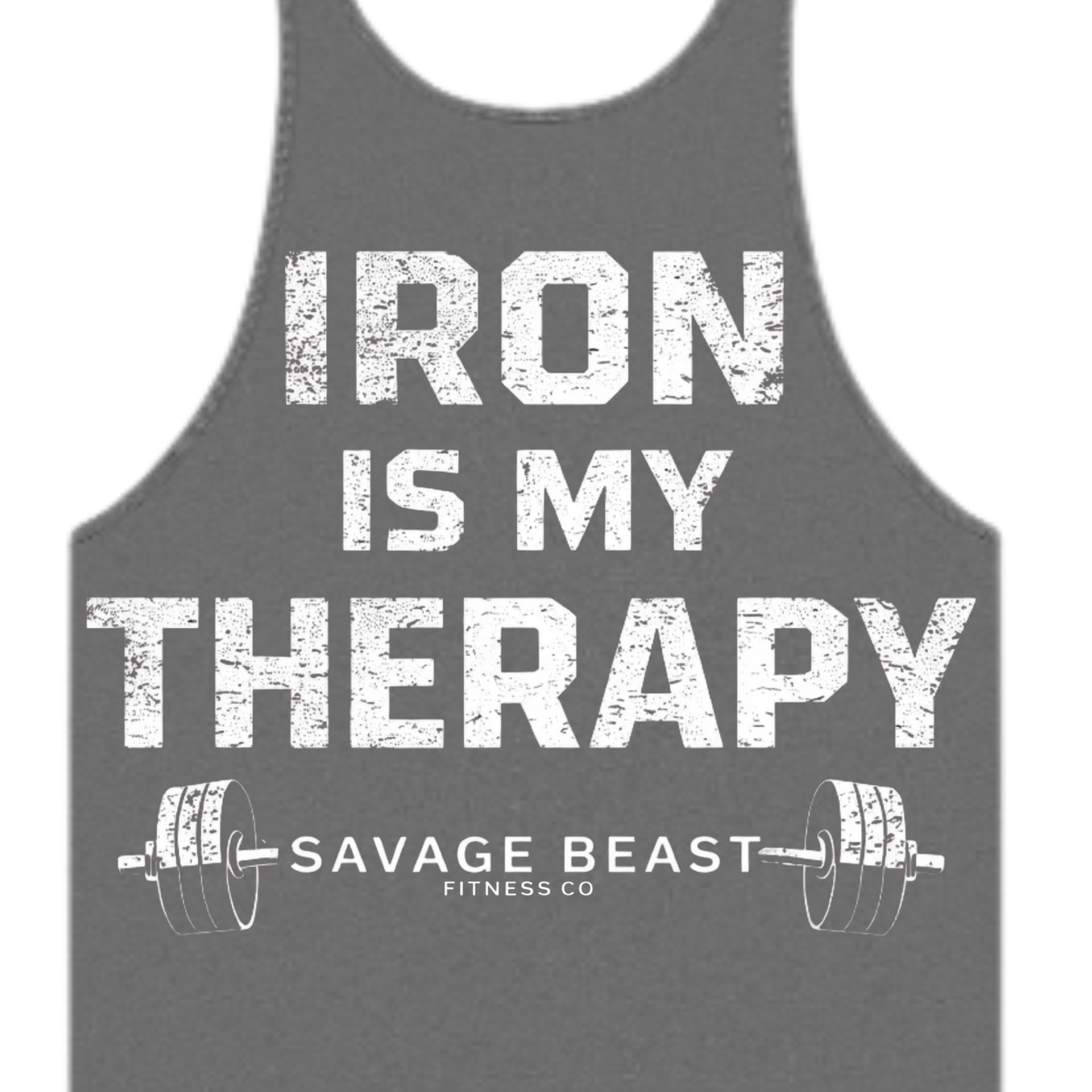 Men’s Gym Tank Top | Workout Tank – Iron Is My Therapy | Savage Beast (Memorial Day Sale)